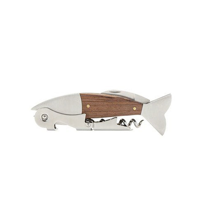 Wood Stainless Steel Fish Corkscrew