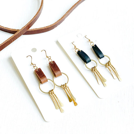 Leather Fringe Dangle Earrings