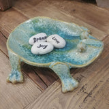 9.5" Stoneware Frog Dish w/Reactive Glaze