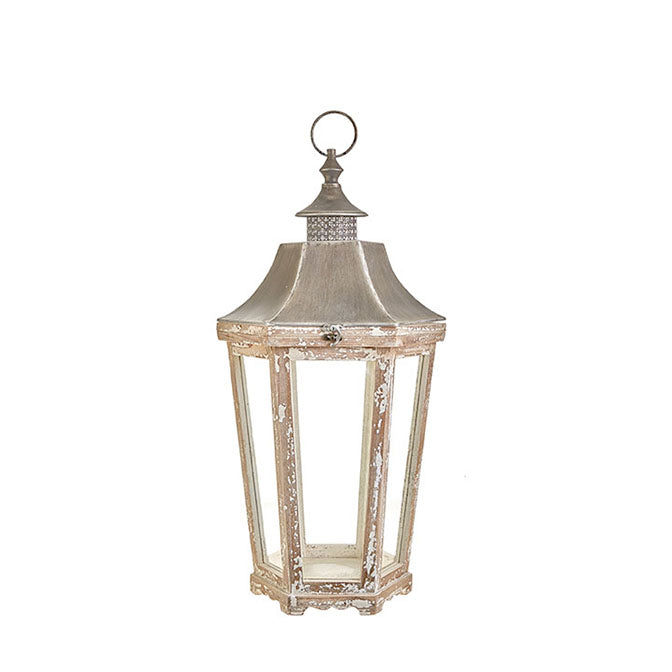 Small Distressed White Lantern