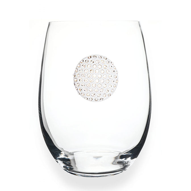 Golf Ball Jeweled Stemless Wine Glass