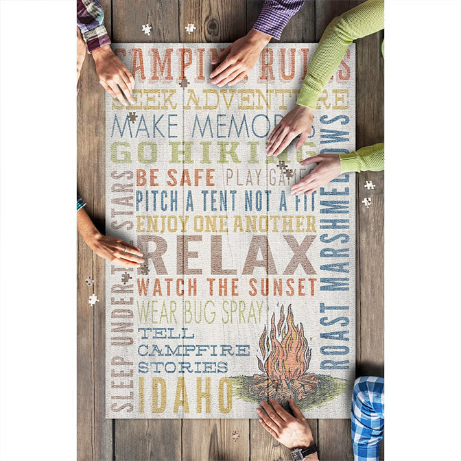 Idaho Camping Rules Rustic Typography Puzzle