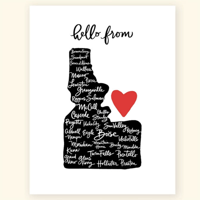 Hello From Idaho Cities Greeting Card