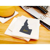 Idaho Home State - Gray on White Ceramic Coaster