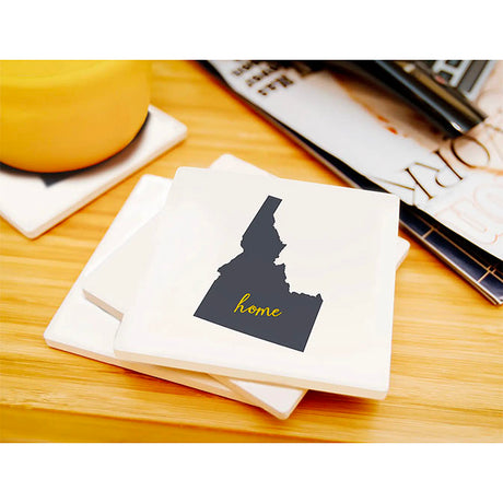 Idaho Home State - Gray on White Ceramic Coaster