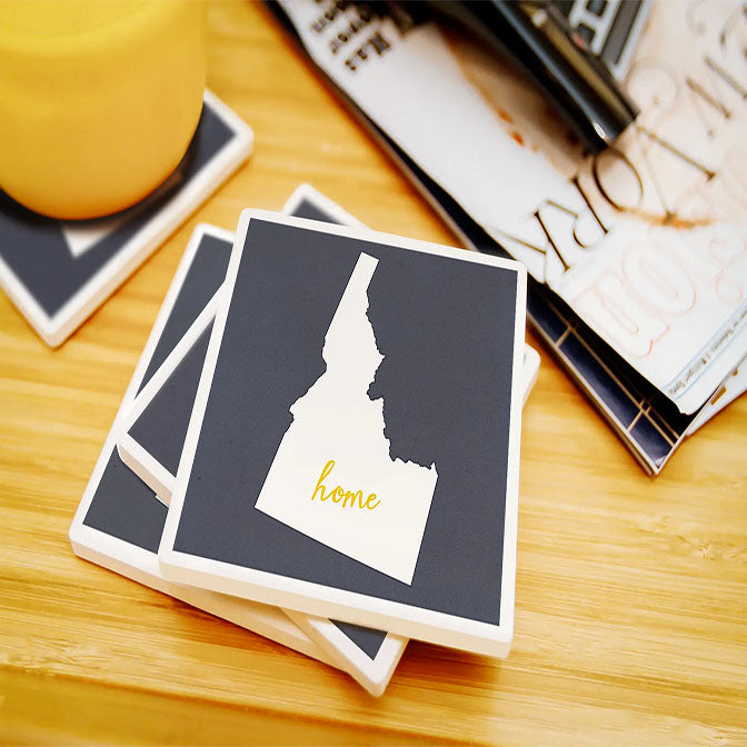 Idaho Home State - White on Gray Ceramic Coaster