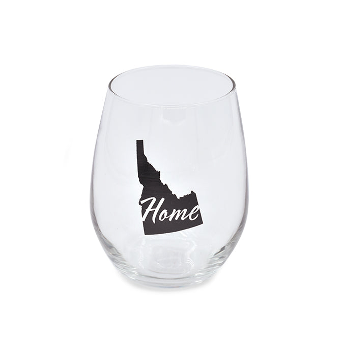 Idaho Stemless Wine Glass Black Logo