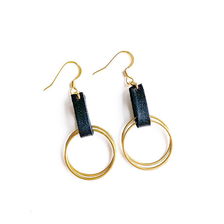 Indie Leather Hoop Earrings