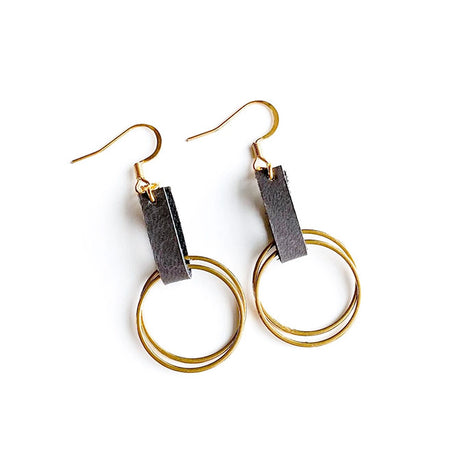 Indie Leather Hoop Earrings