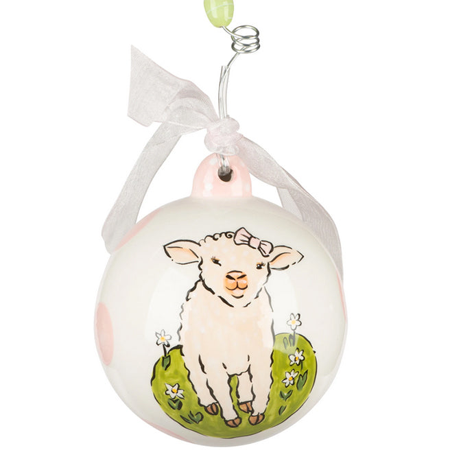 Lamb Baby's First Girl Ornament