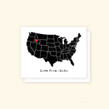 'Love From Idaho' US Map Greeting Card