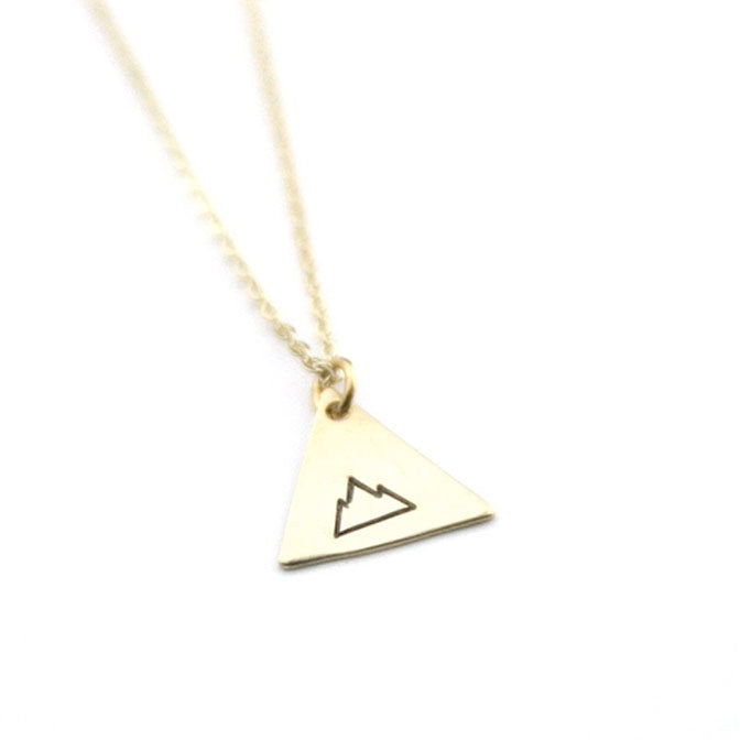 Geometric Mountain Brass Stamped Necklace