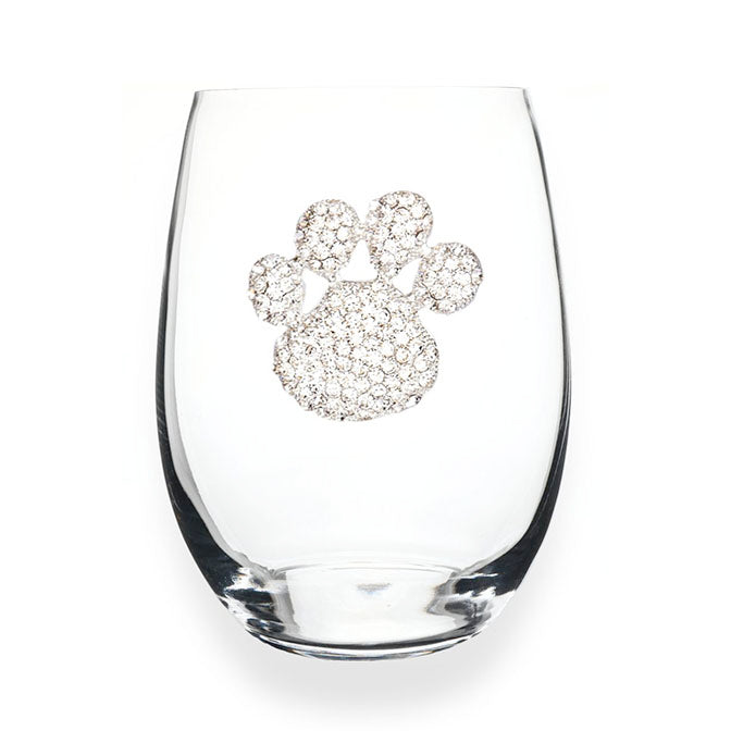Jeweled Paw Stemless Wine Glass