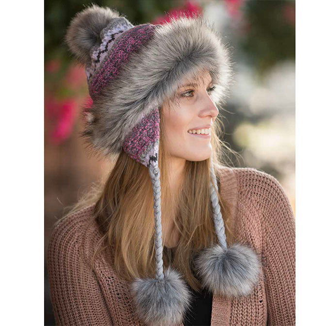 Pink/Grey Noora Bayka Wool Beanie