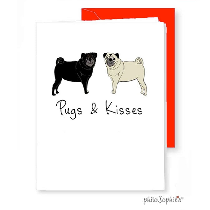 Pugs & Kisses - Happy Valentine's Day Card