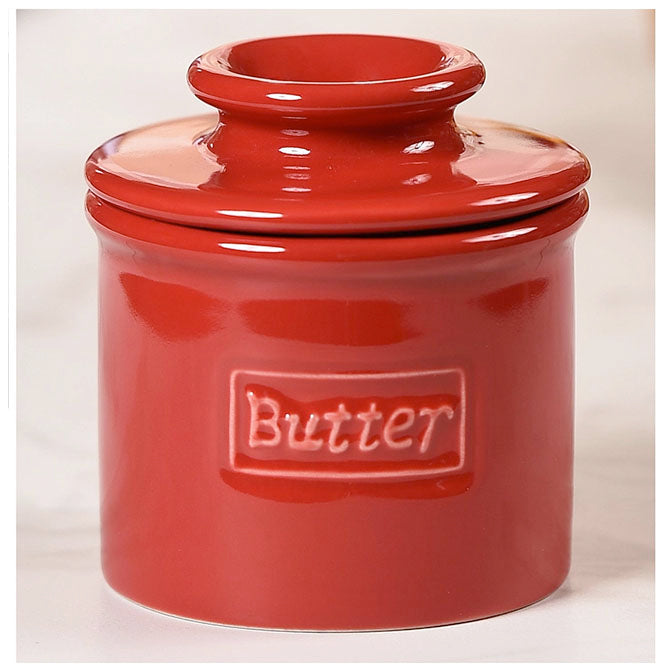 Cafe Collection Butter Bell Crock- Red