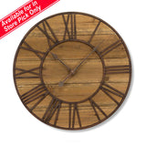 Roman Numeral Wood/Metal Wall Clock