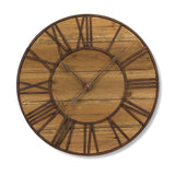 Roman Numeral Wood/Metal Wall Clock