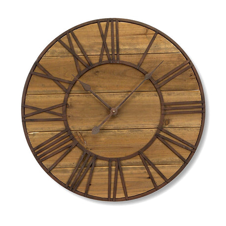 Roman Numeral Wood/Metal Wall Clock