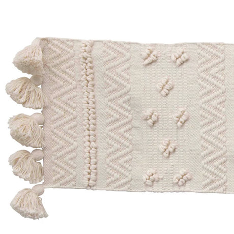Table Runner with Pom Poms and Tassels