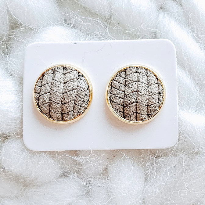 Sand Palm Leather Stud Earrings
