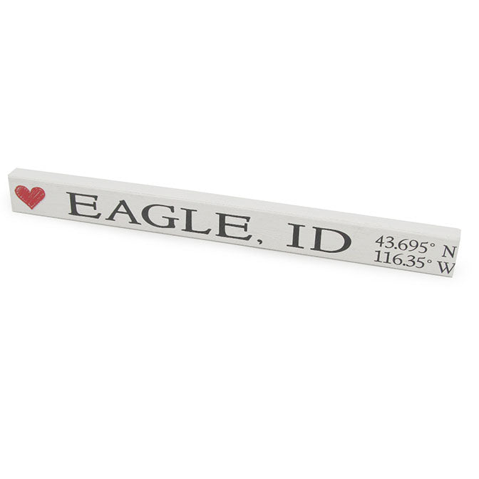Idaho Skinny Sign with Heart and Coordinates