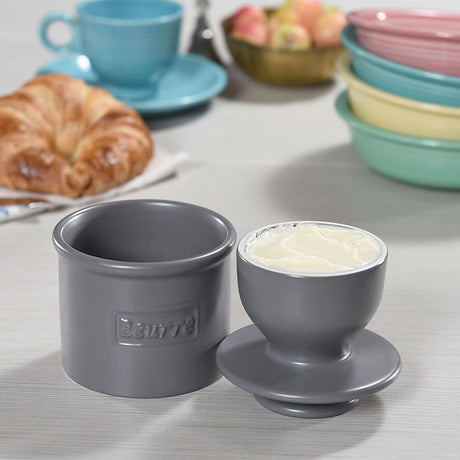 Cafe Matte Collection Butter Bell Crock- Steel Gray Matte