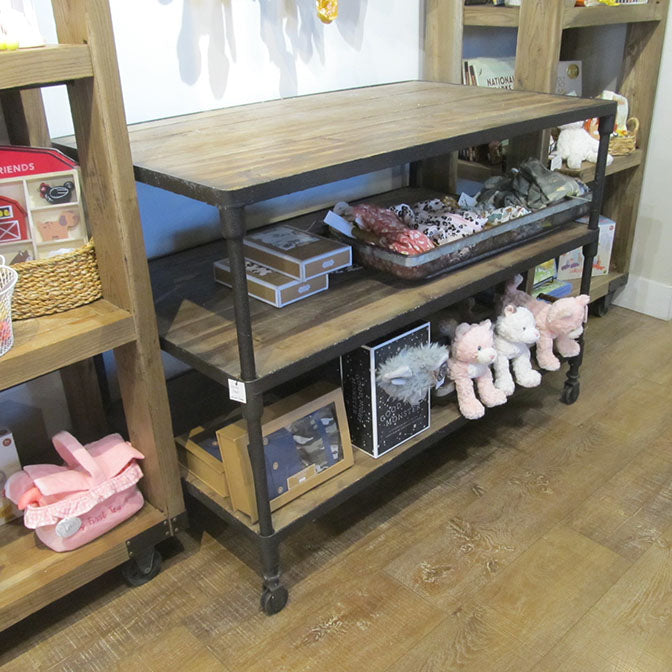 Three Shelf Rolling Iron Cart