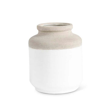 White and Natural Stone Ceramic Wide Top Vases