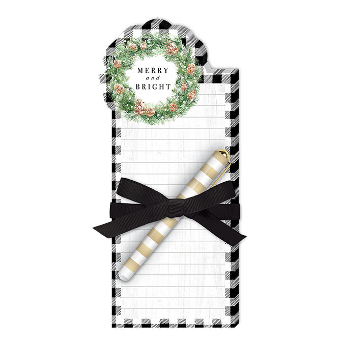 Winter Wreath Plaid Die-Cut Notepad