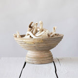 Mango Wood Ridged Footed Bowl