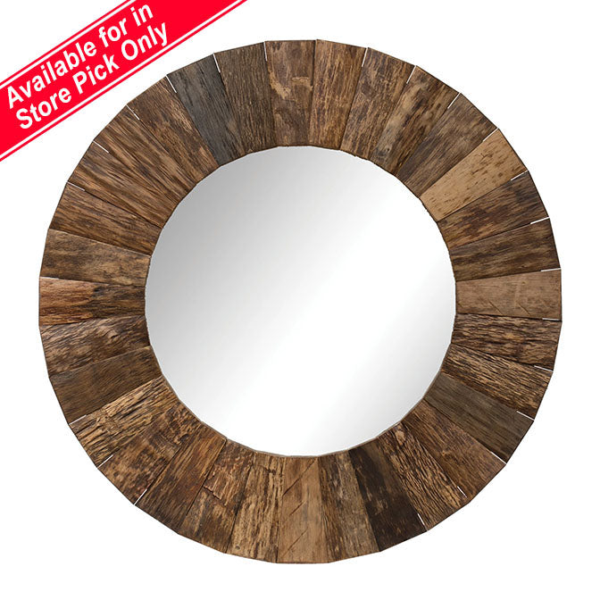 Round Wood Framed Mirror