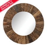 Round Wood Framed Mirror