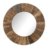 Round Wood Framed Mirror