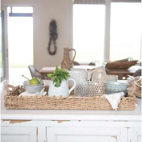 Woven Seagrass Rectangle Tray With Handles