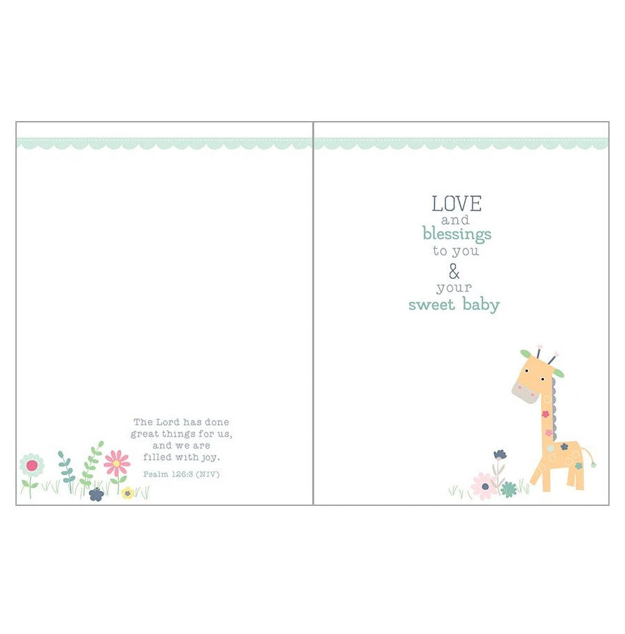 Sweet Giraffe Baby Card with Scripture