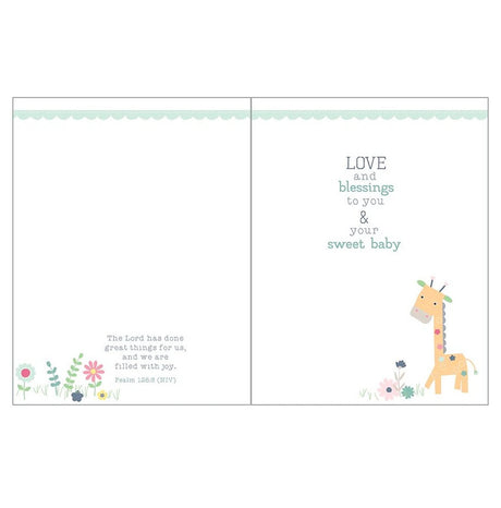Sweet Giraffe Baby Card with Scripture
