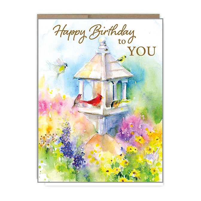 Garden Bird Feeder Birthday Card