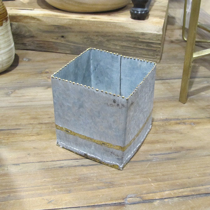 Galvanized Metal Square Bowl