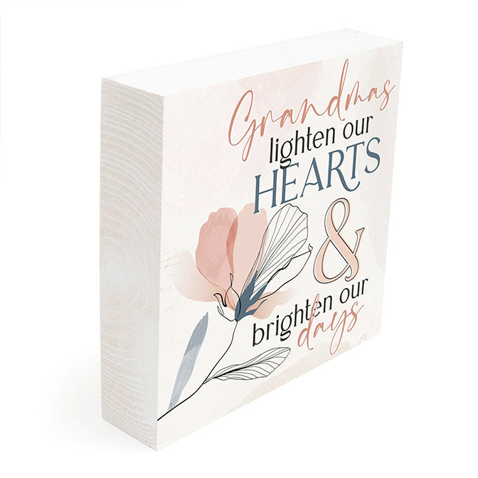 Grandmas Lighten Our Hearts...Word Block
