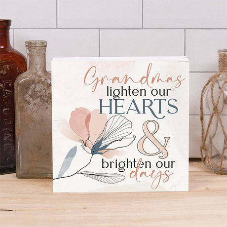 Grandmas Lighten Our Hearts...Word Block