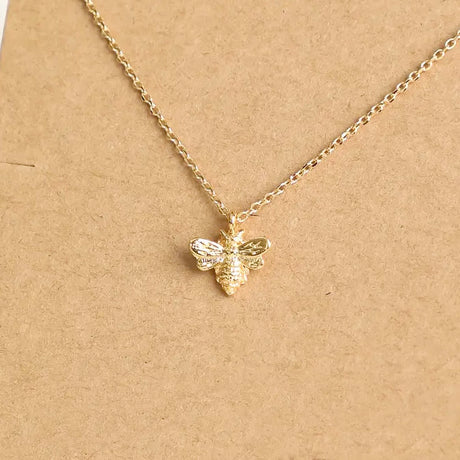 Mini Bee Pendant Necklace Gold