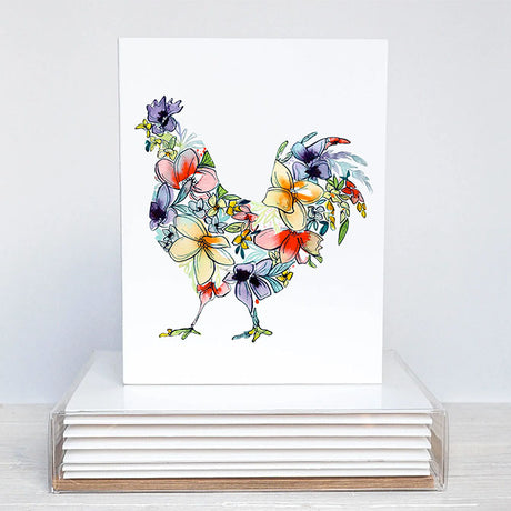 Chicken Floral Notecard Stationary Set