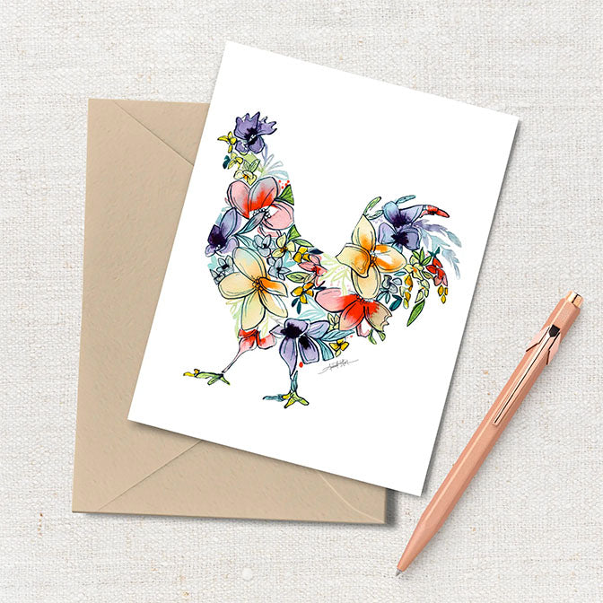 Chicken Floral Notecard Stationary Set