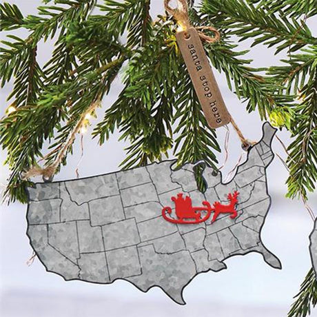 Christmas Map Tin Ornaments