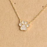 Dog Paw Charm Necklace Gold