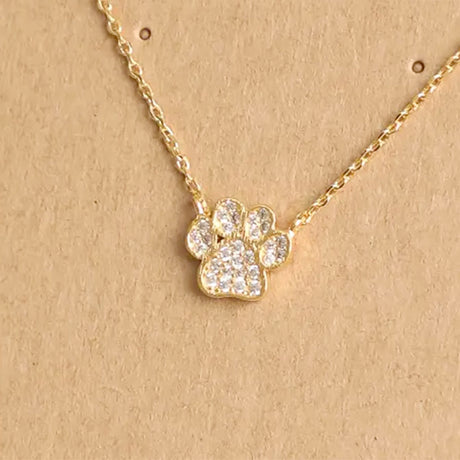 Dog Paw Charm Necklace Gold