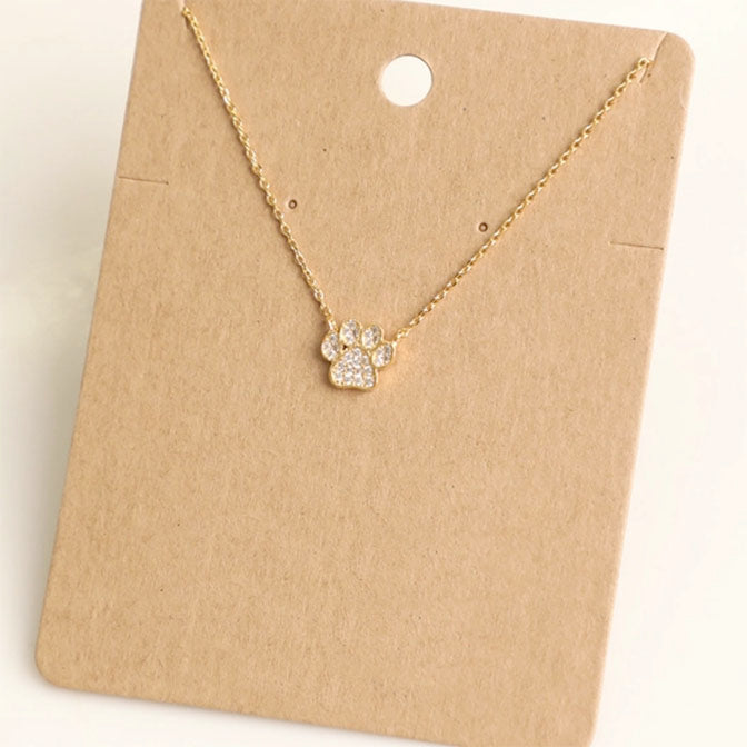 Dog Paw Charm Necklace Gold