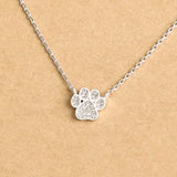 Dog Paw Charm Necklace Silver