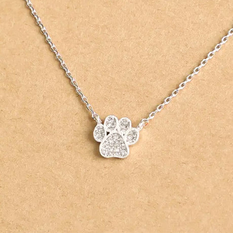 Dog Paw Charm Necklace Silver